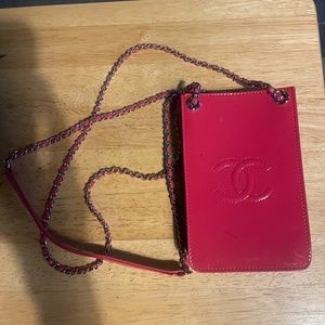 Authentic Chanel CC Phone Holder Crossbody Bag Patent